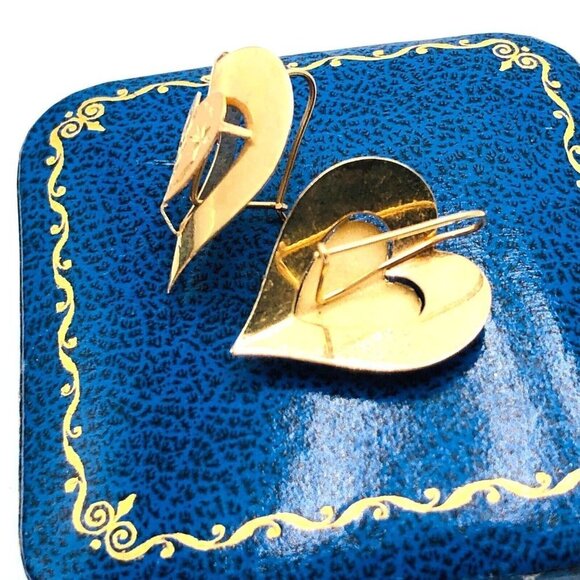 Estate 14K Yellow Gold Diamond Cut Design 3/4 Inch Pierced Earrings 2.1 Grams - Picture 5 of 5